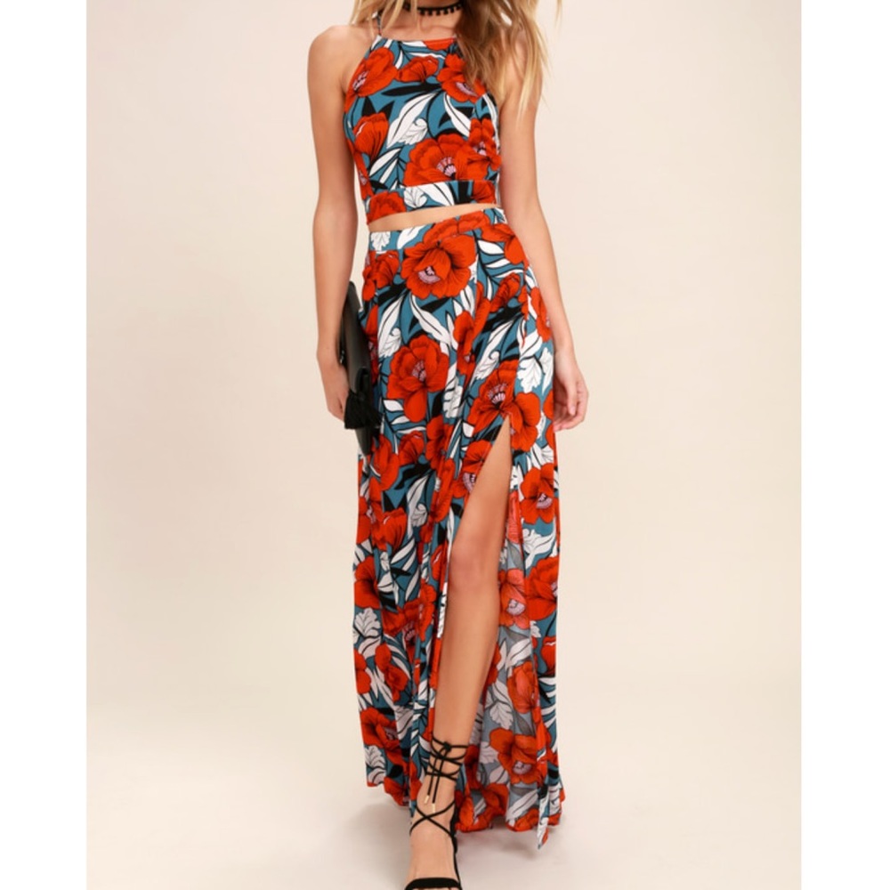 Lulus Rose two piece maxi skirt set